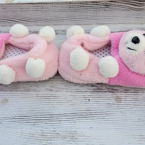 Adorable Pink Bear Slippers - Little Girls Size 7 - Picture 3 of 4